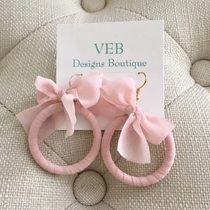 Ribbon Wrapped Hoop Earrings with Bows